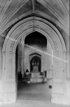 LOOKING INTO CHURCH THROUGH PORCH